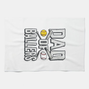 Dad of Ballers Softball and Baseball Vintage Shirt Kitchen Towel