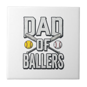 Dad of Ballers Softball and Baseball Vintage Shirt Tile