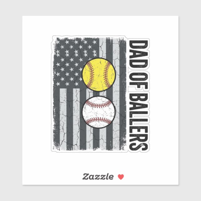 Dad of Ballers Softball Baseball Patriotic (Sheet)
