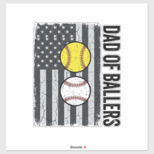 Dad of Ballers Softball Baseball Patriotic
