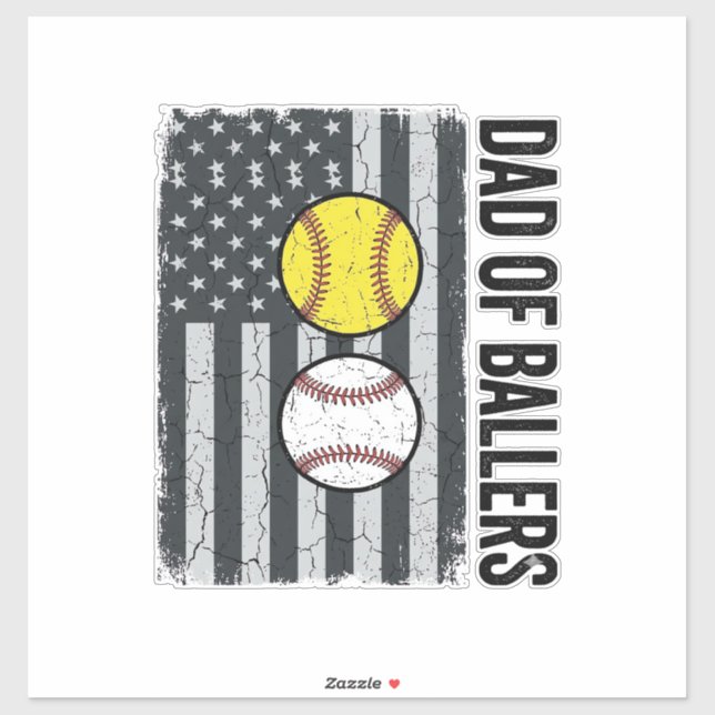 Dad of Ballers Softball Baseball Patriotic (Sheet)