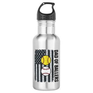 Dad of Ballers Softball Baseball Patriotic 532 Ml Water Bottle