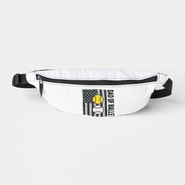 Dad of Ballers Softball Baseball Patriotic Fanny Pack (Front)