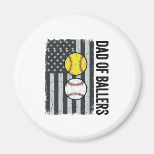 Dad of Ballers Softball Baseball Patriotic Magnet