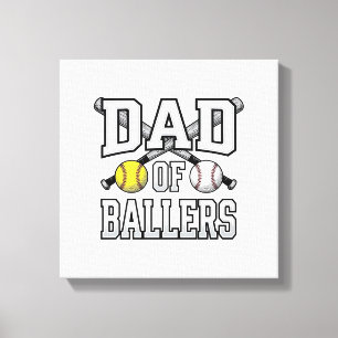 Dad Of Ballers Vintage Baseball Softball Shirt Des Canvas Print