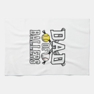 Dad Of Ballers Vintage Baseball Softball Shirt Des Kitchen Towel