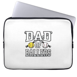Dad Of Ballers Vintage Baseball Softball Shirt Des Laptop Sleeve