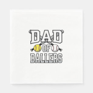Dad Of Ballers Vintage Baseball Softball Shirt Des Napkin