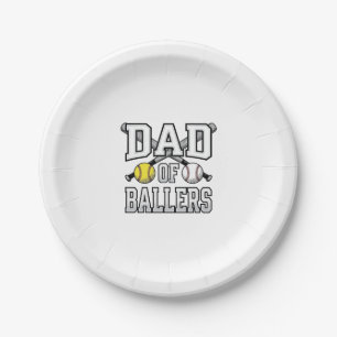 Dad Of Ballers Vintage Baseball Softball Shirt Des Paper Plate