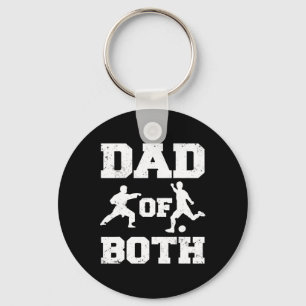 Dad Of Both Funny Karate Soccer Dad Keychain