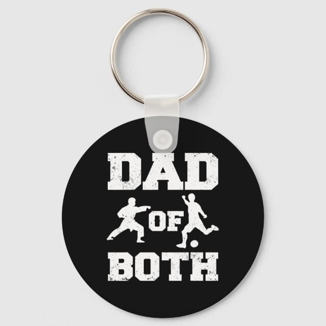 Dad Of Both Funny Karate Soccer Dad  Keychain (Front)