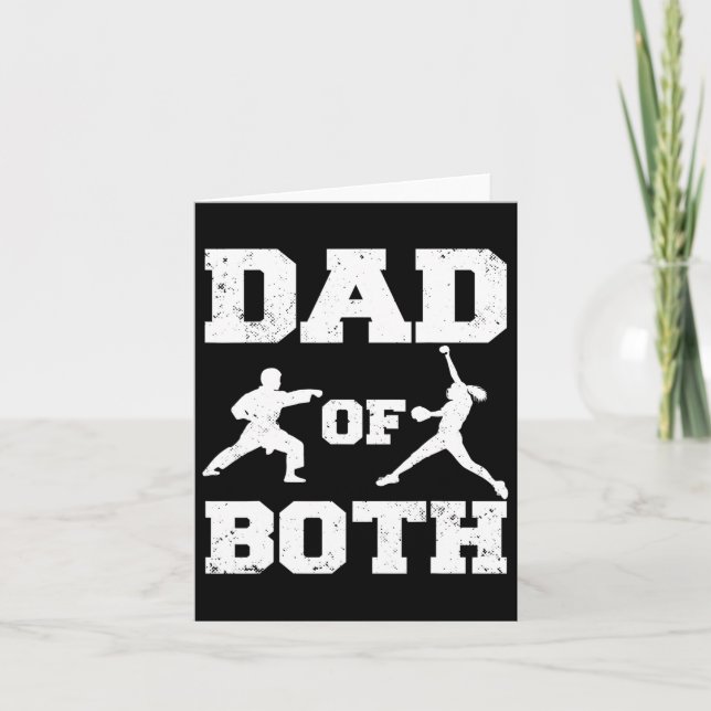 Dad Of Both Funny Karate Softll Dad  Card (Front)