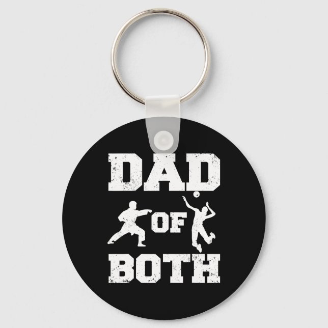 Dad Of Both Funny Karate Volleyll Dad  Keychain (Front)