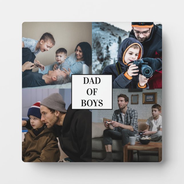 Dad of Boys Father's Day Custom 4 Photo Collage  Plaque (Front)