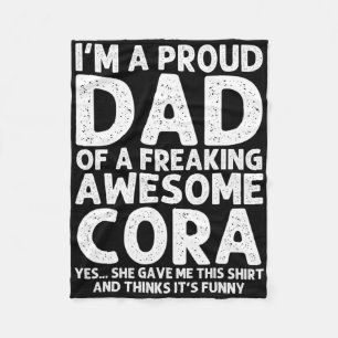 Dad Of Cora Gift Father's Day Funny Personalized N Fleece Blanket