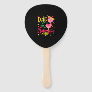 Dad Of Flamazing Girl Cute Flamingo Dad Birthday Hand Fan