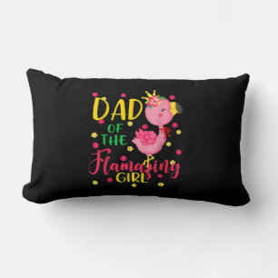 Dad Of Flamazing Girl Cute Flamingo Dad Birthday Lumbar Pillow
