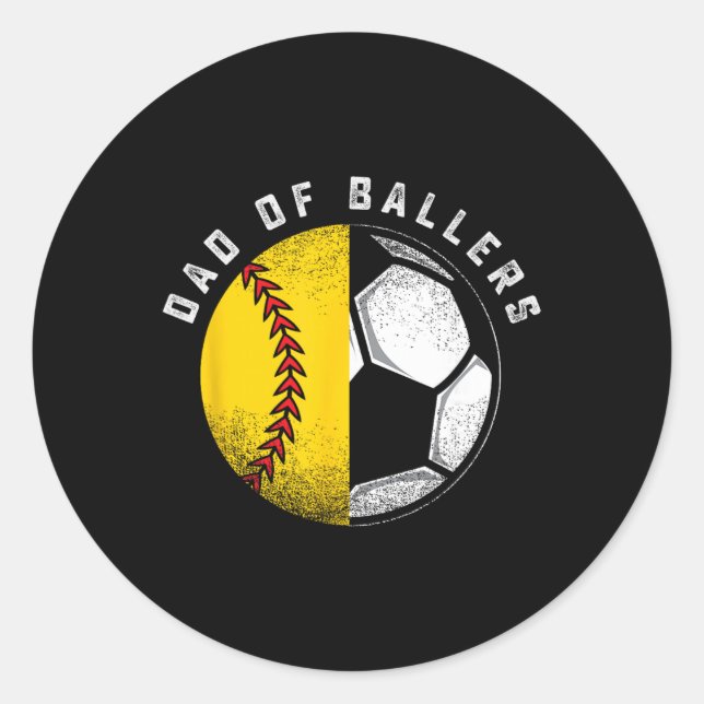 Dad Of Llers Father Son Softll Soccer Player Coach Classic Round Sticker (Front)