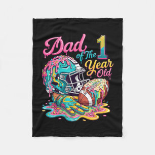 Dad of the 1 year old football lover 1st birthday fleece blanket