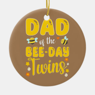 Dad of the Bee Day Twins Birthday Family Ceramic Ornament