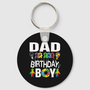 Dad Of The Birthday Boy Autism  Keychain