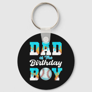 Dad of The Birthday Boy Baseball Ice Cream Drip Keychain