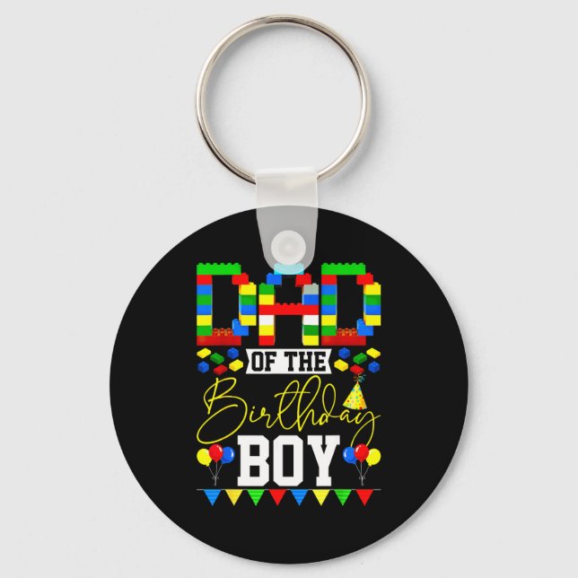 Dad Of The Birthday Boy Building Block Lover Match Keychain (Front)