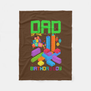 Dad Of The Birthday Boy Colourful Block Building Fleece Blanket