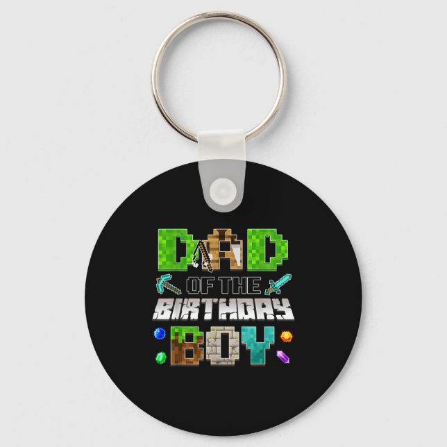 Dad Of The Birthday Boy Funny Gaming Birthday Xel  Keychain (Front)