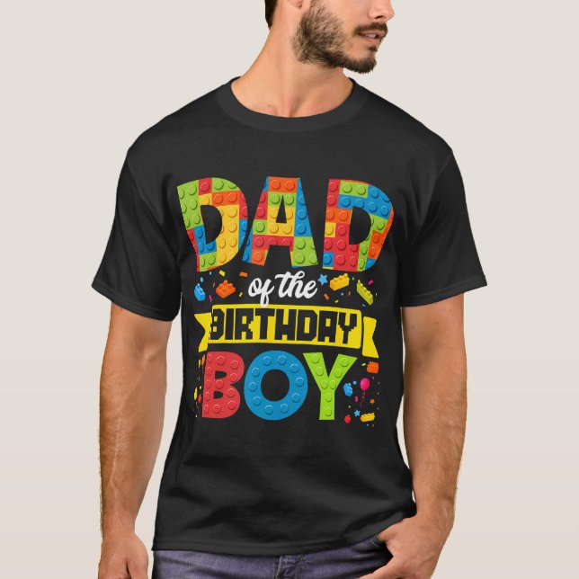 Dad Of The Birthday Boy Master Builder Kids T-Shirt (Front)