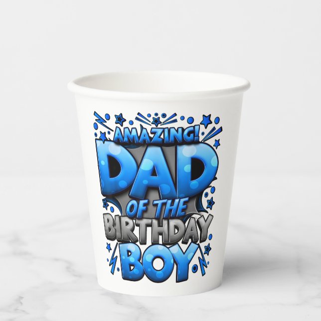 Dad Of The Birthday Boy Matching Family Paper Cups (Front)