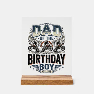 Dad of the Birthday Boy Motocross Vintage Shirt_1 Acrylic Sign