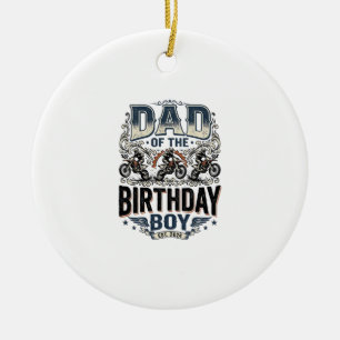 Dad of the Birthday Boy Motocross Vintage Shirt_1 Ceramic Ornament