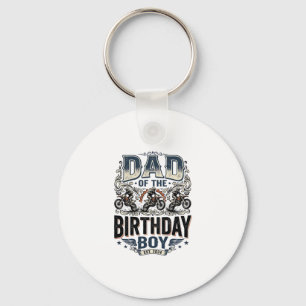 Dad of the Birthday Boy Motocross Vintage Shirt_1 Keychain