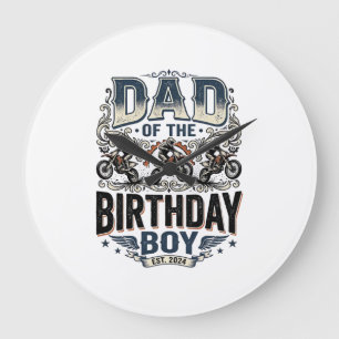 Dad of the Birthday Boy Motocross Vintage Shirt_1 Large Clock