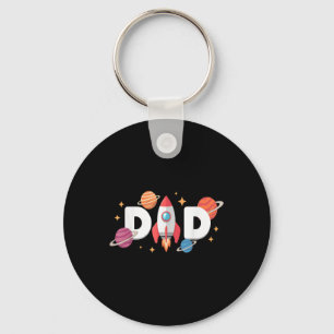 Dad Of The Birthday Boys Space Astronaut 1st Birth Keychain
