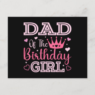 Dad of The Birthday Girl Cute Pink Matching Family Enclosure Card