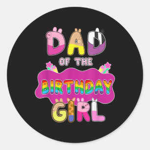 Dad Of The Birthday Girl Family Pig Party Decorati Classic Round Sticker