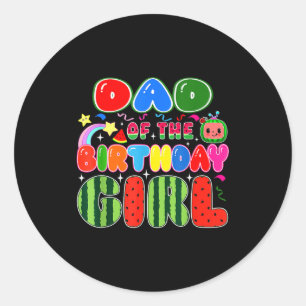 Dad Of The Birthday Girl Melon Family Matching Fun Classic Round Sticker