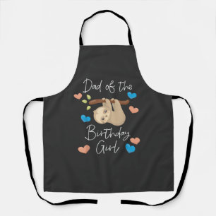 Dad of the Birthday Girl Sloth B-Day Party Matchin Apron