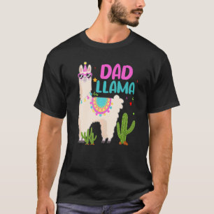 Dad Of The Birthday Llama Girl Matching Family Bir T-Shirt