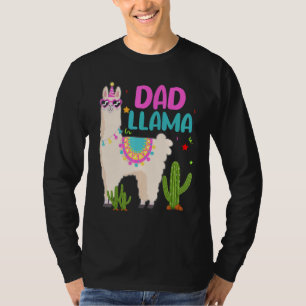 Dad Of The Birthday Llama Girl Matching Family Bir T-Shirt