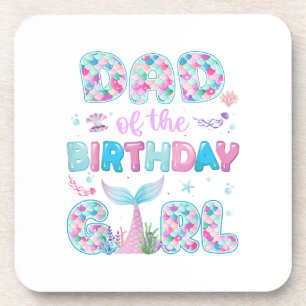 Dad Of The Birthday Mermaid Girl Family Matching P Coaster