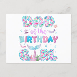 Dad Of The Birthday Mermaid Girl Family Matching P Holiday Postcard