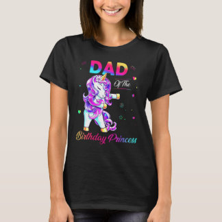 Dad Of The Birthday Princess Flossing Unicorn Men  T-Shirt