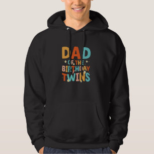 Dad Of The Birthday Twins Groovy Retro Family B-da Hoodie