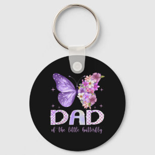 Dad of The Little Butterfly 1st Birthday Girl Keychain