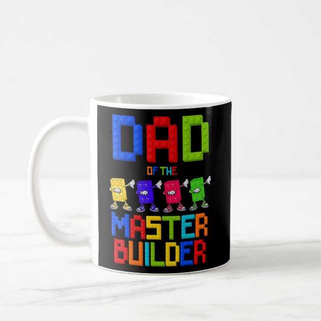 Dad of the Master Builder Birthday Boy Girl Blocks Coffee Mug (Left)