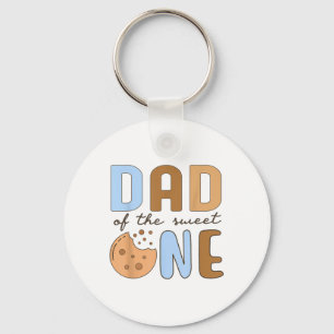 Dad Of The Sweet One Cookies And Milk 1st Birthday Keychain