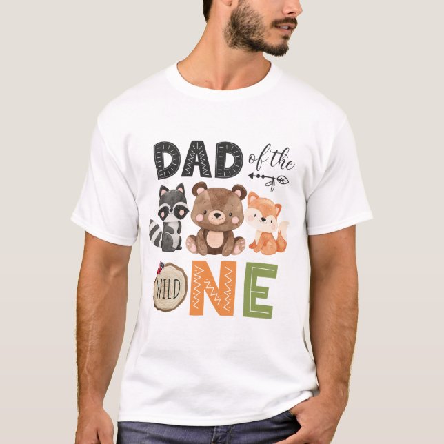 Dad of the Wild One Woodland Birthday T-Shirt (Front)